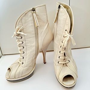 Miu Miu Leather Cream/Beige Boots with Heels - Vintage, Limited Edition